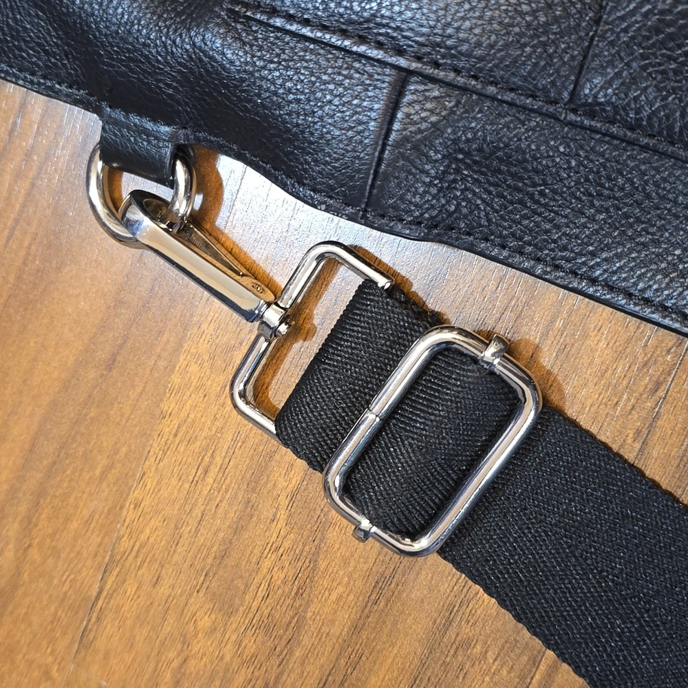 ZARA Black Leather Unisex Tote Messenger Bag - Picture 6 of 14